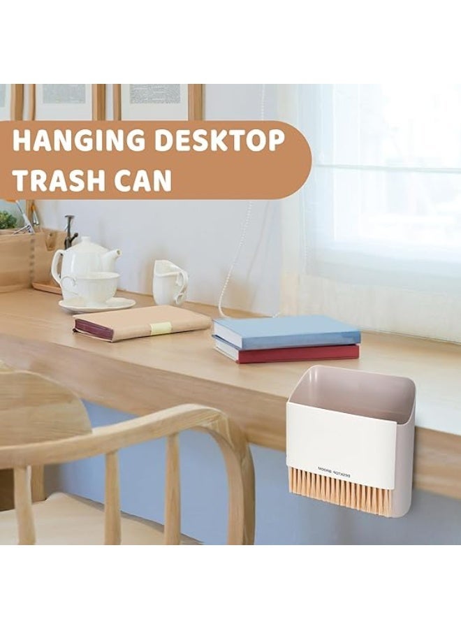 Small Broom and Dustpan Set, Soft Bristle Whisk Dust Pan and Brush Set, Mini Hanging Wall Mounted Trash Can, for Cleaning Desktops, Keyboard, Drawer, Sofa - Image 3